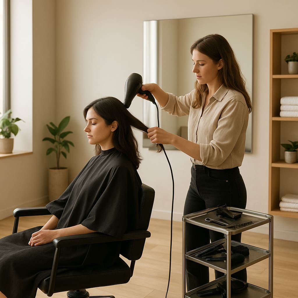 Modernes Hair Atelier mit Styling-Situation